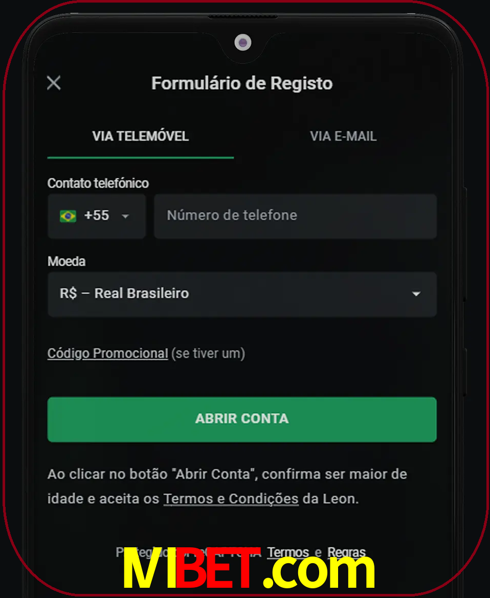 Abra o aplicativo e inicie o processo de registro.