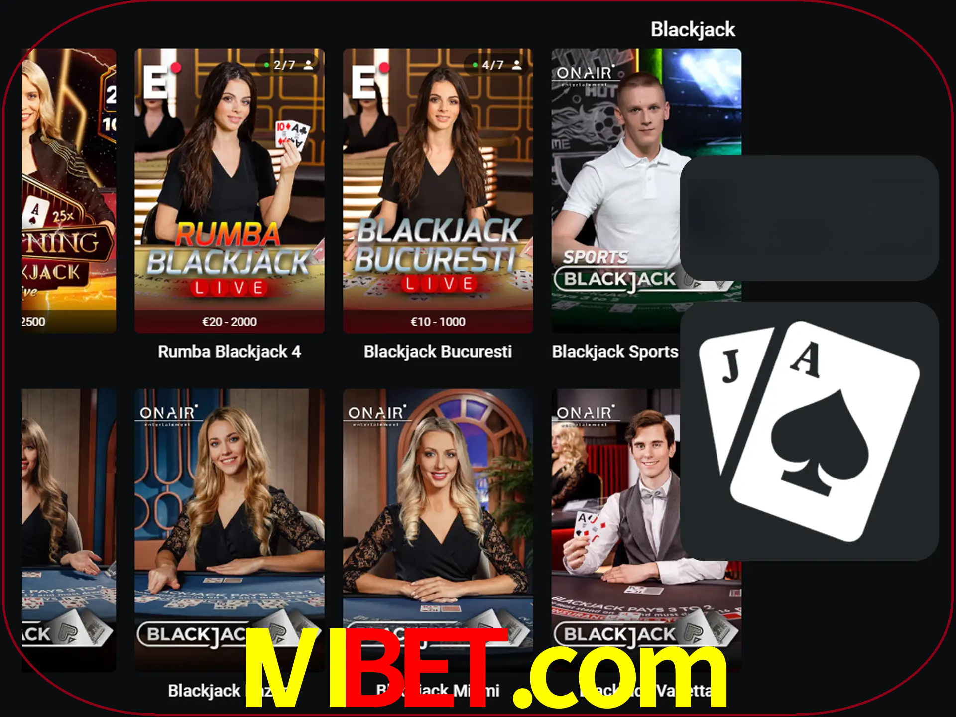 Escolha uma mesa completa de jogadores de blackjack.